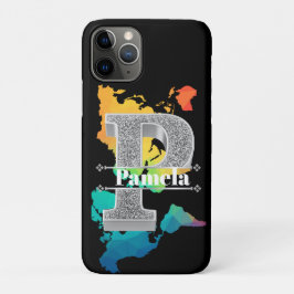 Pイニシャルパーソナライズされたシルバーモノグラムあなたの名前 iPhone 11 PROケース