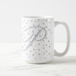 Pイニシャルモノグラムホワイトダイヤモンドプリント コーヒーマグカップ