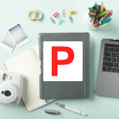 Pプレートホワイト/レッドステッカー シール (iPadカバー)