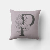 Pボホエレガントフローラモノグラムイニシャル薄紫グレー クッション (裏面)