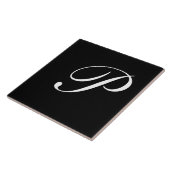 Pモノグラムイニシャルホワイトオンブラック タイル (側面)