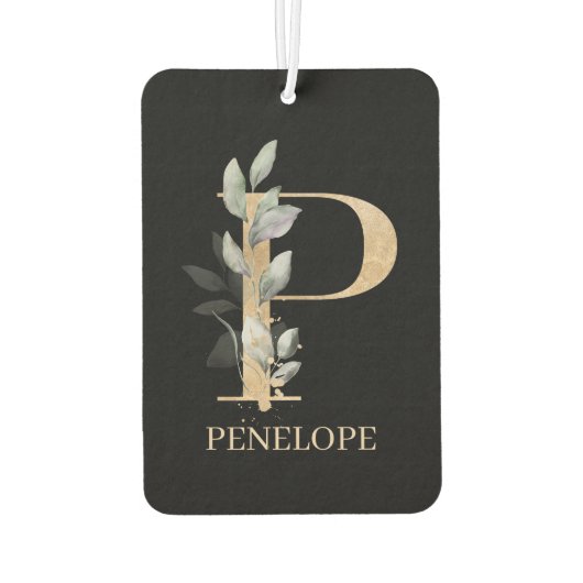 Pモノグラムパーソナライズされたフローラ カーエアーフレッシュナー (裏面)