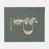 Pモノグラムフローラパーソナライズされたフリースブランケット フリースブランケット (正面(横))