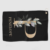 Pモノグラムフローラパーソナライズされた ゴルフタオル (横)