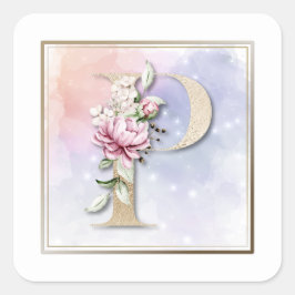 Pモノグラムブルゴーニュフローラスクエアステッカー スクエアシール