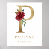 Pレターモノグラムネームマルサラフローラ子供部屋 ポスター (正面)