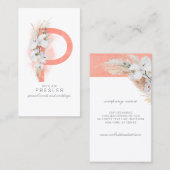 Pレターモノグラムホワイトランとパンパスグラス 名刺 (正面/裏面)