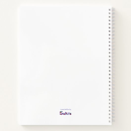 Pレター金ゴールドモノグラムピンクホワイトマゼンタ花模様 ノートブック (裏面)