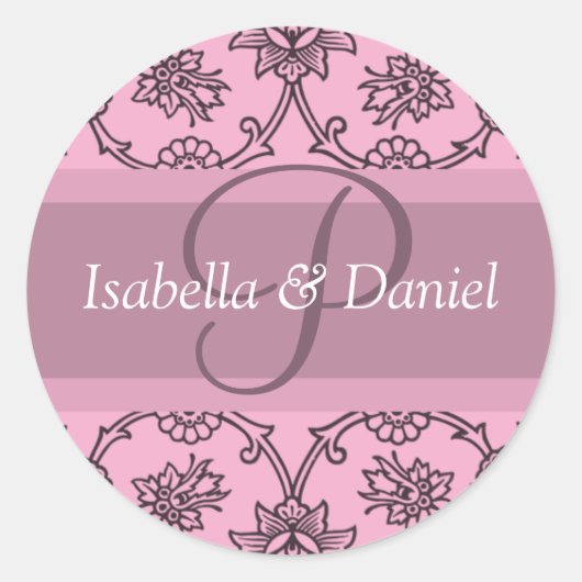P印結婚式招待状モノグラム ラウンドシール (正面)