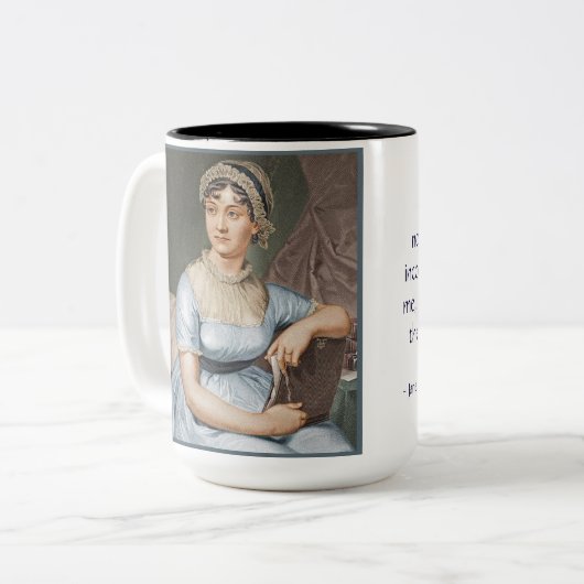 P及びPの引用文のジェーンAustenのポートレート ツートーンマグカップ (正面左)