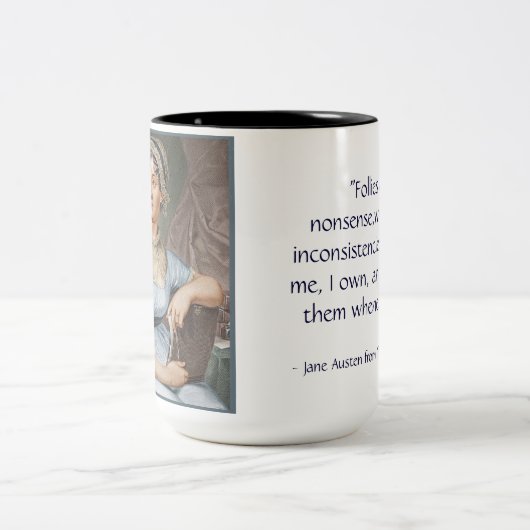 P及びPの引用文のジェーンAustenのポートレート ツートーンマグカップ (中央)