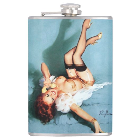 P女の子のクラシックな50年代のヴィンテージPin フラスク (正面)