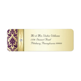 P1金ゴールド紫エレガントダマスクダイヤモンドラベル ラベル