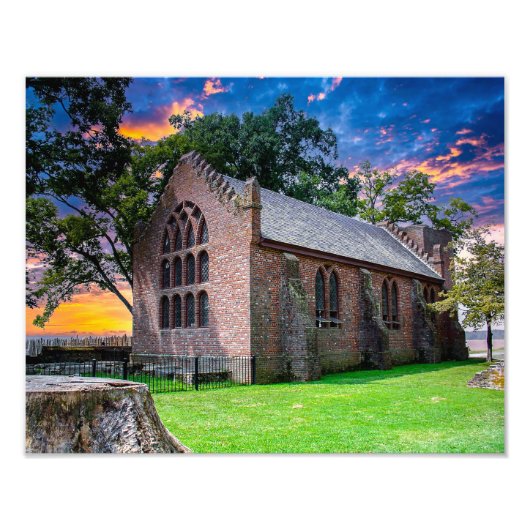 P1010074 – ジェームズタウン、VA、旧居留地教会 フォトプリント            (正面)