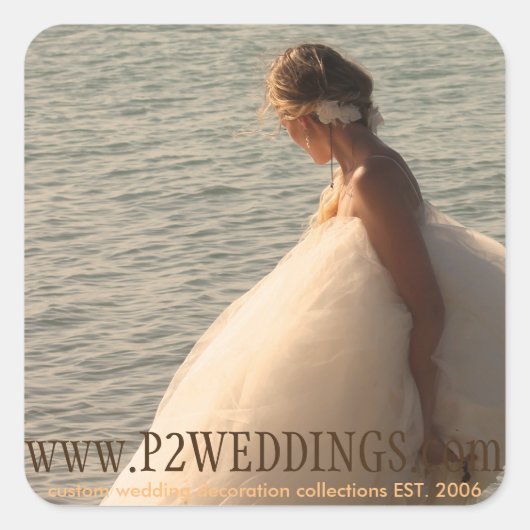 P2ウェディング小さなステッカー スクエアシール (正面)