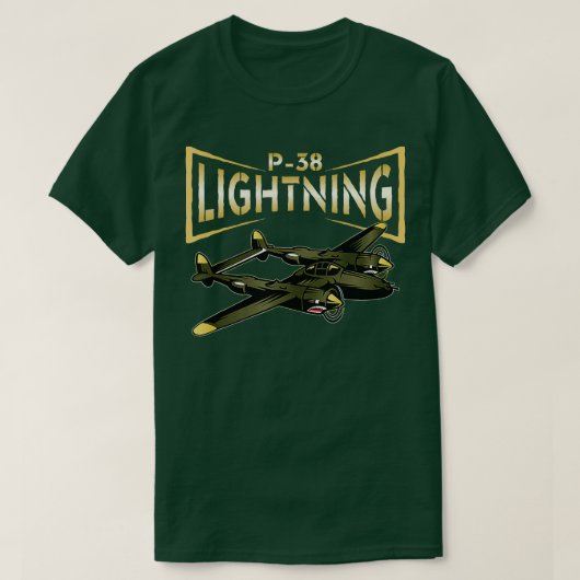 P38照明第2次世界大戦飛行機航空機航空飛行機 Tシャツ (デザイン正面)