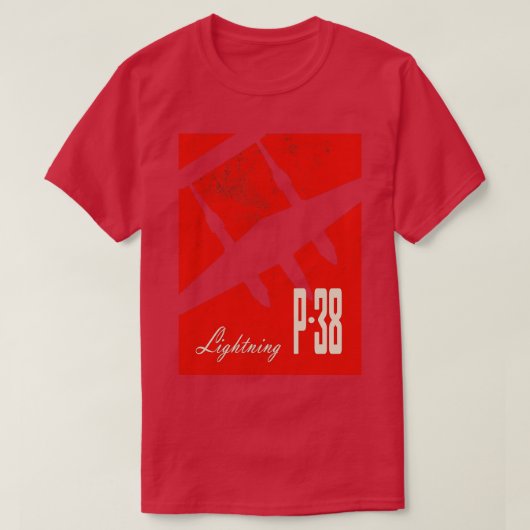 P38稲妻第2次世界大戦戦闘機 Tシャツ (デザイン正面)