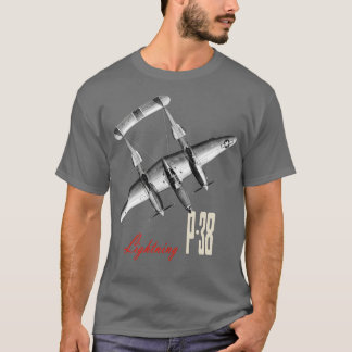 P38稲妻第2次世界大戦戦闘機 Tシャツ