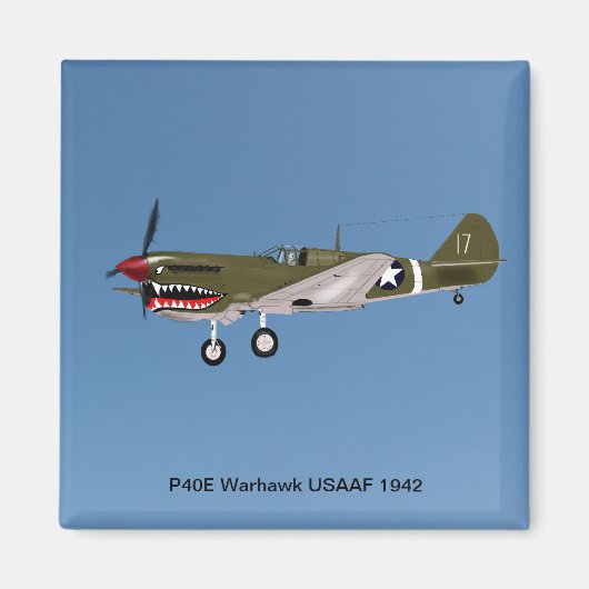 P40Eウォーホーク戦闘機 マグネット (正面)
