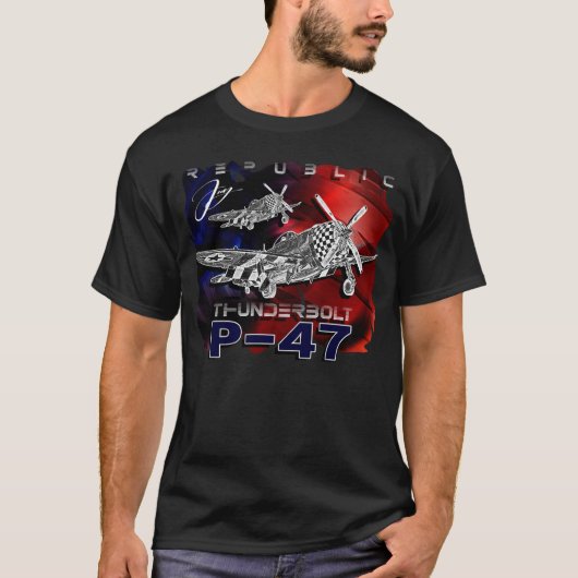 P47 Thunderbolt共和国第二次世界大戦の戦闘機 Tシャツ (正面)