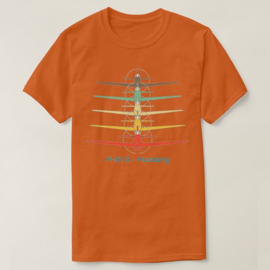 P51マスタングファイターカラー Tシャツ (デザイン正面)