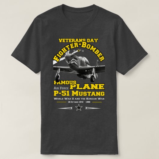 P51マスタング戦闘機1 Tシャツ (デザイン正面)