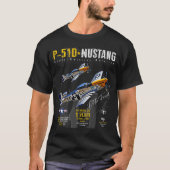 P51マスタング第2次世界大戦ファイター飛行機 Tシャツ (正面)