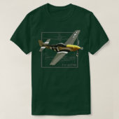 P51マスタング第2次世界大戦ファイター飛行機 Tシャツ (デザイン正面)