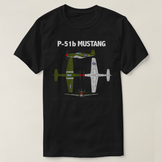 P51マスタング航空機 Tシャツ (デザイン正面)