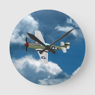 P51マルチング飛行機時計 ラウンド壁時計