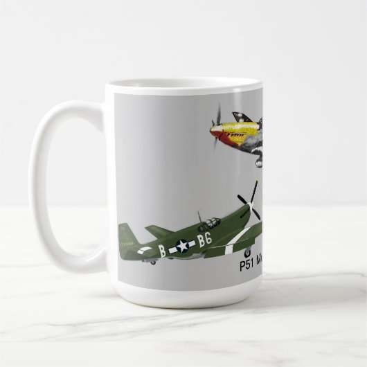 P51ムスタング米国の戦闘機のマグ コーヒーマグカップ (左)
