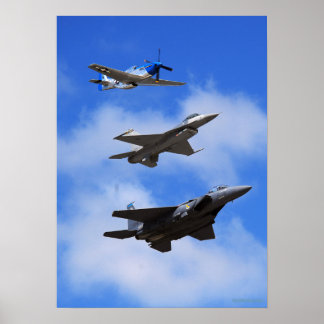 P51 F16 F15 in formation ポスター