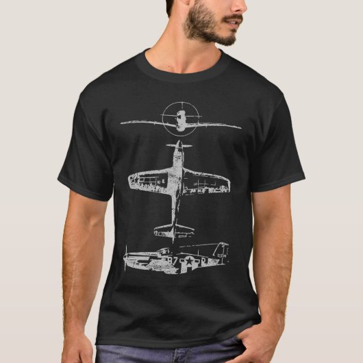P51 Mustang American WW2 War Plane Tシャツ (正面)