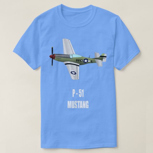 P51 MUSTANG WORLD WAR II MILITARY AIRPLANE SHIRT Tシャツ (デザイン正面)