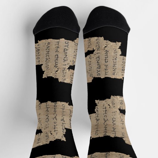 P52 Papyrus Fragment Socks –Earliest New Testament ソックス (上部)