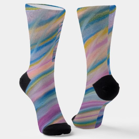 P6 Unique Colorful Abstract Art ソックス (傾斜あり)