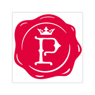 P -アンティークワックスシールゴシック王冠イニシャル文字 セルフインキングスタンプ