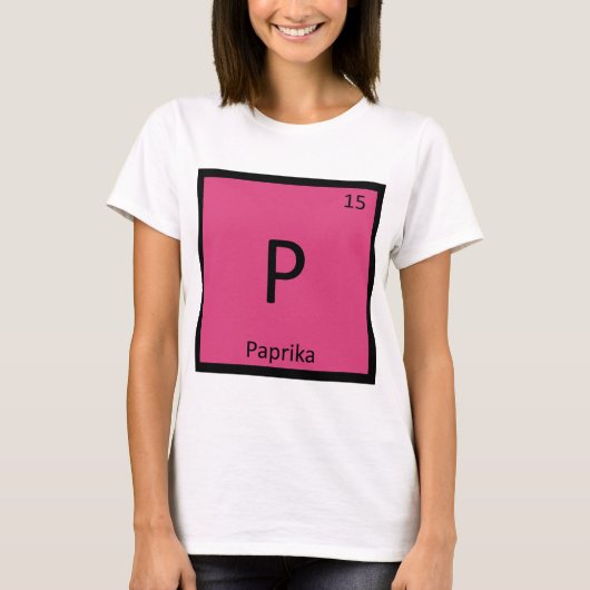 P - パプリカ スパイス 化学 周期表 シンボル Tシャツ (正面)