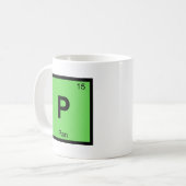 P - パン神化学周期表シンボル コーヒーマグカップ (正面左)