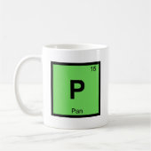 P - パン神化学周期表シンボル コーヒーマグカップ (左)