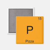 P – ピザケミストリおもしろいーエレメントシンボルTシャツ マグネット (正面/裏面)