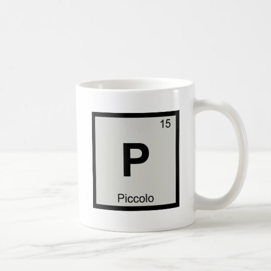 P - ピッコロ 音楽 化学 周期表 シンボル コーヒーマグカップ (右)