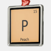 P – ピーチフルーツ化学周期表記号 メタルオーナメント (左)