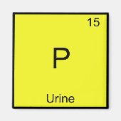 P – 尿化学元素の記号(定期おもしろい) マグネット (正面)