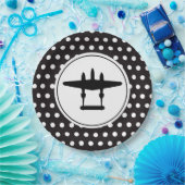 P-38シルエットの背景水玉模様 ペーパープレート (パーティー)