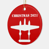 P-38稲妻クリスマス202赤と白セラミックO セラミックオーナメント (左)