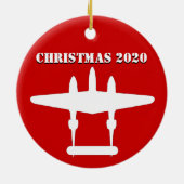 P-38稲妻クリスマス202赤と白セラミックO セラミックオーナメント (裏面)