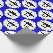 P-38稲妻シルエットホワイトサークルブルーバック ラッピングペーパー (角)