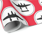 P-38稲妻シルエットホワイトサークルレッドバック ラッピングペーパー (ロールコーナー)