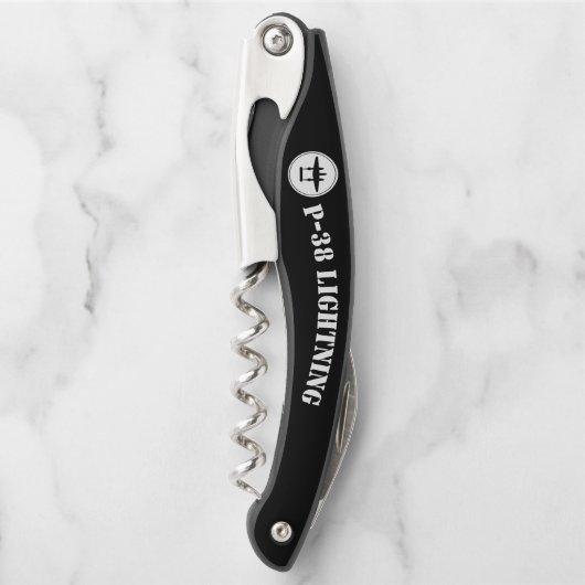 P-38稲妻ステンシル（円形シルエット付） ソムリエナイフ (正面)